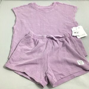 Grayson Mini Lavender Waffle Knit Sleeveless Top and Shorts Set